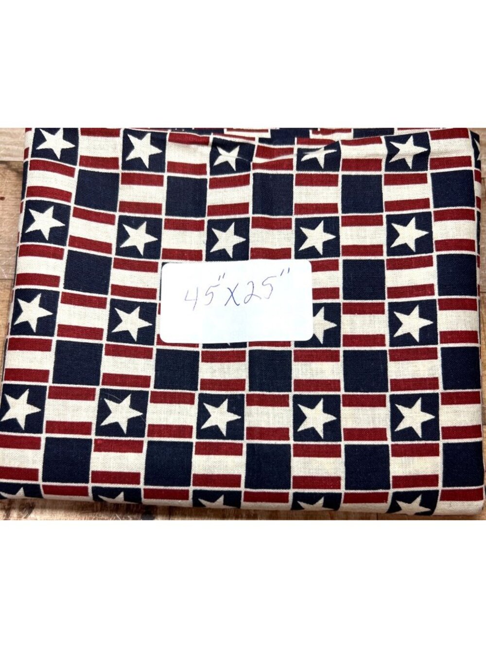 Vintage Patriotic Star & Stripe Cotton Fabric 45"x25" Red/White/Blue